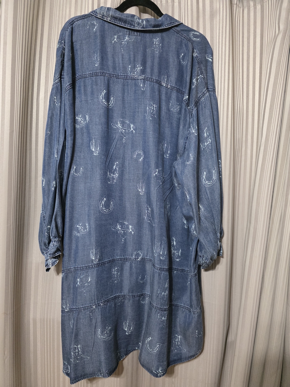 easel Washed Blue Denim Button-Front Shirt Dress - Picture 2 of 6